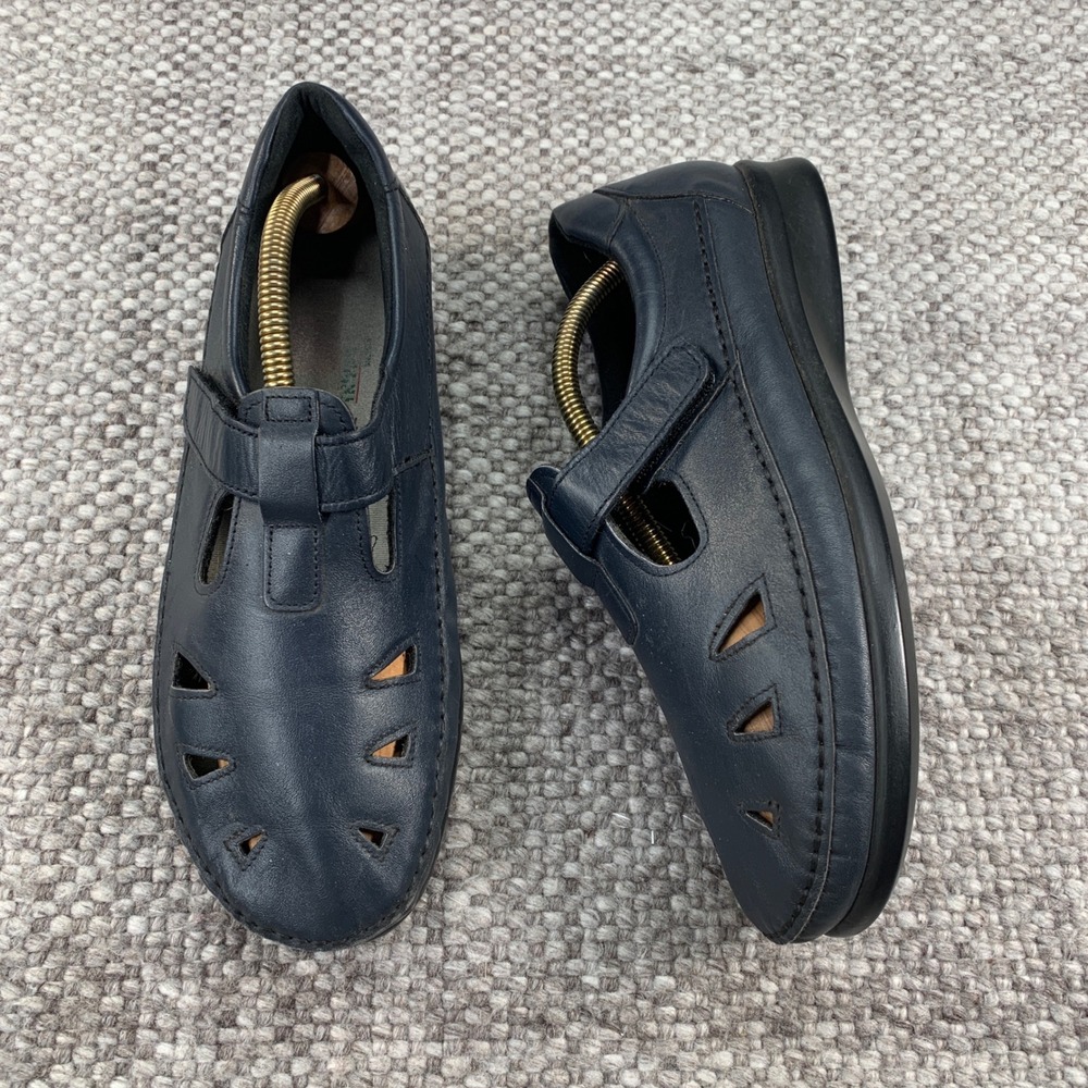 SAS Sunliner Walking Shoes Womens 9.5 W Navy Blue Leather Cutout Tripad Comfort